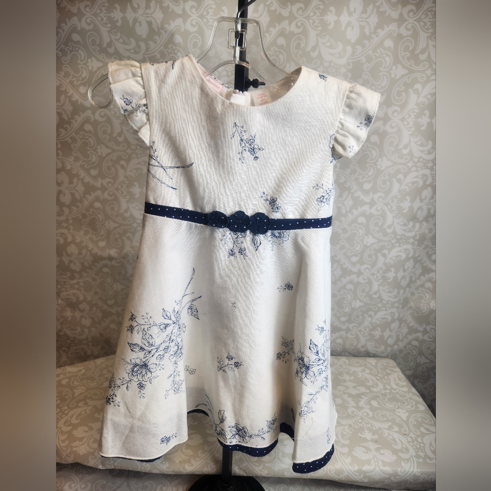 NWT First Impressions White and Navy Floral Dress